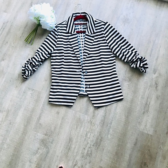 Suzy Shier Medium Strips Jacket Coat Blazer - Picture 2 of 7